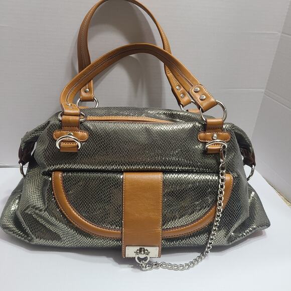 Large Y2K Twiggy London Handbag Metallic Animal Print Purse Clean - Picture 5 of 9